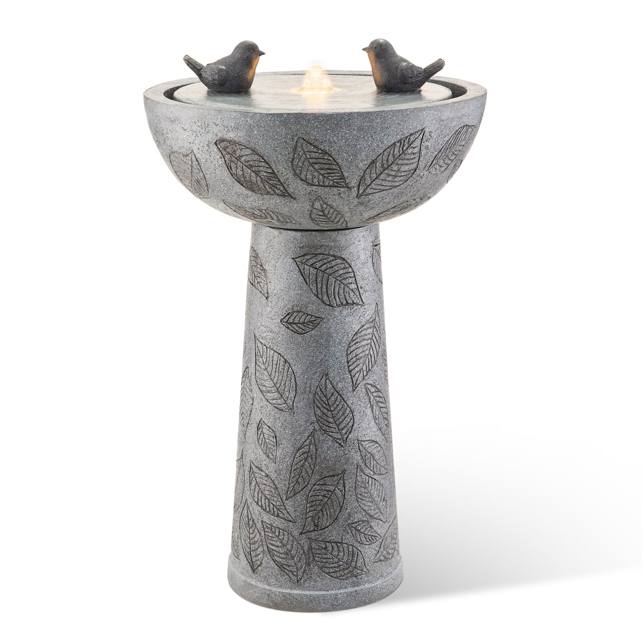 Glitzhome® 27.5" LED Birdbath Outdoor Fountain with Birds